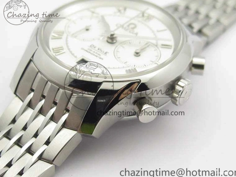 0427 HighQuality De Ville Chronograph SS OMF 1:1 Best Edition White Dial On SS Bracelet A 8151